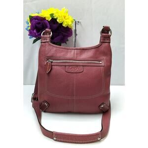 Coach Penelope Pink Pebbled Leather Zipper Pocket Crossbody Bag